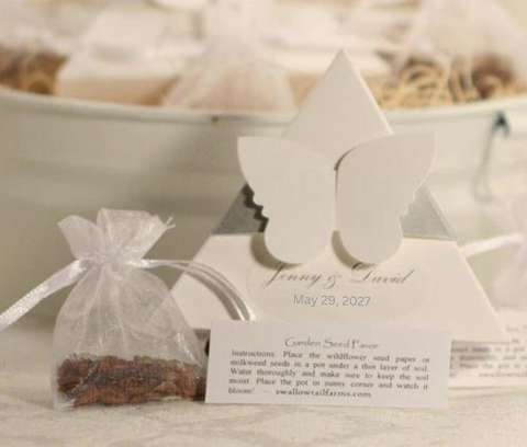 Designer Butterfly Favor Box  With Milkweed Seeds & Pouch - Set of 12