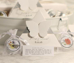 Designer Butterfly Favor Box  With Seed Tin and Pouch - Set of 12