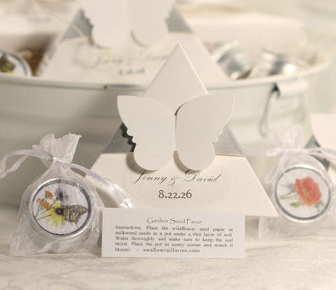 Designer Butterfly Favor Box  With Seed Tin and Pouch - Set of 12