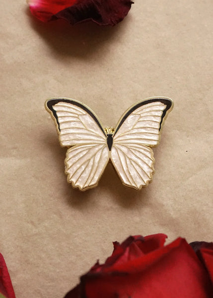 Enamel Pin - Pearl White Morpho