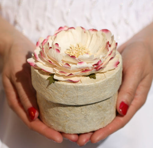 Handmade Peony Floral Box - Small Round